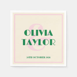 Servilleta De Papel Modern Retro Striped Wedding Invitation