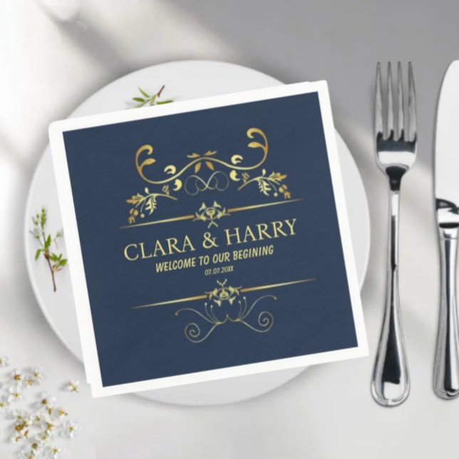 Servilleta De Papel Modern romantic gold calligraphy wedding  (Subido por el creador)