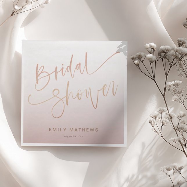 Servilleta De Papel Modern Rose Gold Gradient Bridal Shower  (Subido por el creador)