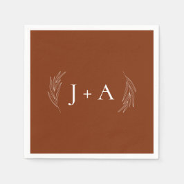 Servilleta De Papel Modern Rustic Chic Botanical Monogram Wedding
