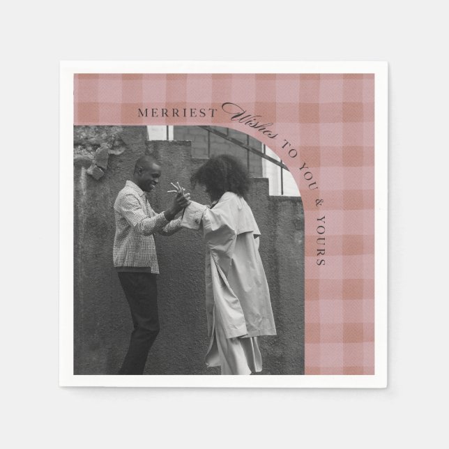 Servilleta De Papel Modern Rustic Plaid Holiday Napkins Personalized (Anverso)