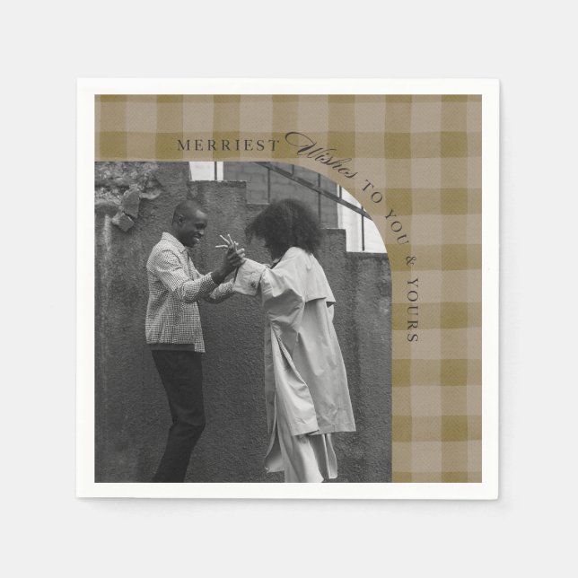 Servilleta De Papel Modern Rustic Plaid Holiday Napkins Personalized (Anverso)