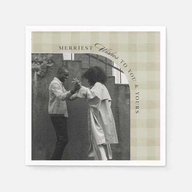 Servilleta De Papel Modern Rustic Plaid Holiday Napkins Personalized (Anverso)