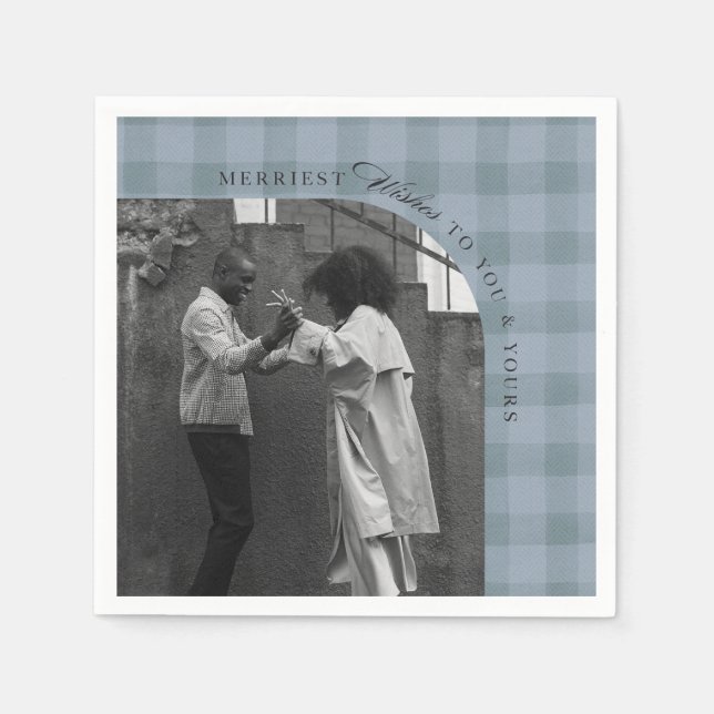 Servilleta De Papel Modern Rustic Plaid Holiday Napkins Personalized (Anverso)