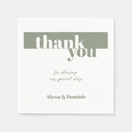 Servilleta De Papel Modern Sage Green Gracias Boda