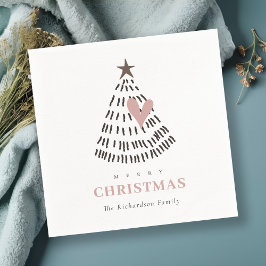 Servilleta De Papel Modern Scandi Minimal Blush Heart Christmas Tree