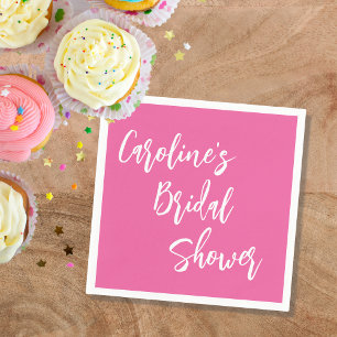 Servilleta De Papel Modern Script Bridal Shower Custom Hot Pink