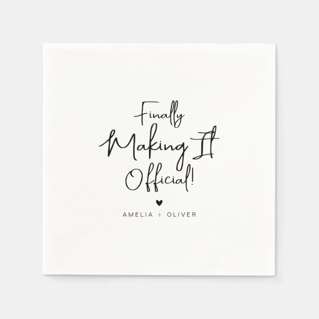 Servilleta De Papel Modern Script Finally Making It Official Wedding (Anverso)