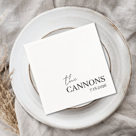 Servilleta De Papel Modern Script Wedding Personalized Name Date