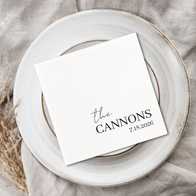 Servilleta De Papel Modern Script Wedding Personalized Name Date (Subido por el creador)