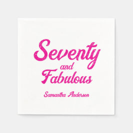 Servilleta De Papel Modern Seventy and Fabulous Pink 70th Birthday 