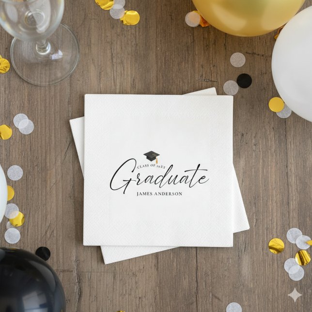 Servilleta De Papel Modern Simple Script Graduation Party (Subido por el creador)