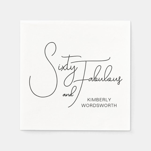 Servilleta De Papel Modern Sixty and Fabulous 60th Birthday Party (Anverso)