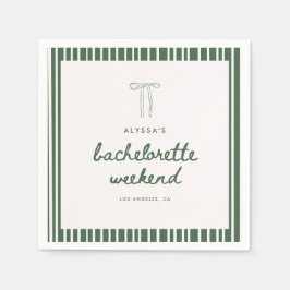 Servilleta De Papel Modern Striped Green Coquette Bachelorette Weekend