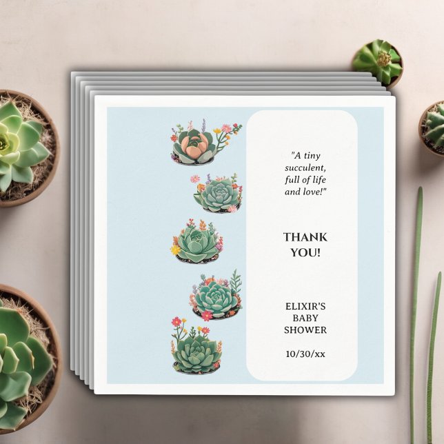Servilleta De Papel Modern Succulent Cactus Baby Shower (Subido por el creador)