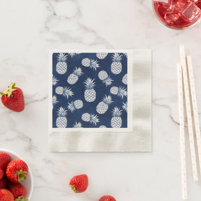 Servilleta De Papel Modern Tropical Pineapple Watercolor (In situ)