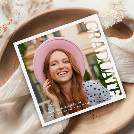 Servilleta De Papel Modern Typography Graduate Photo Graduation 