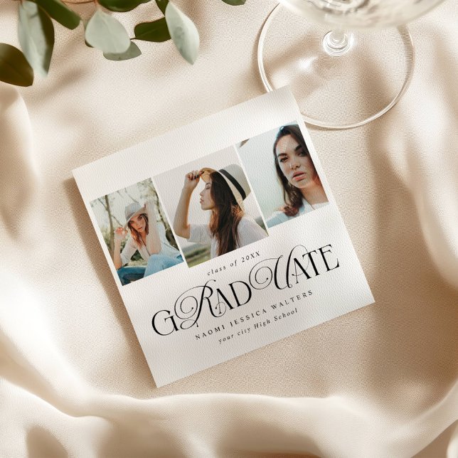 Servilleta De Papel Modern Typography Multi Photo Elegant Graduation (Subido por el creador)