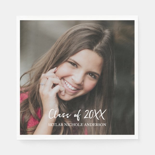 Servilleta De Papel Modern Typography Photo Graduation (Anverso)