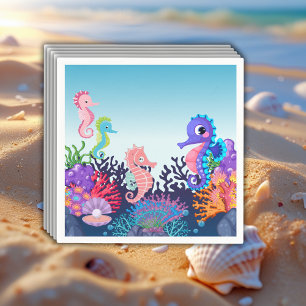 Servilleta De Papel Modern Under the Sea Seahorse Baby Shower