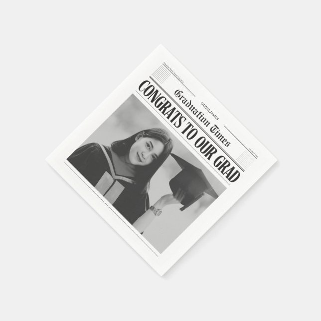 Servilleta De Papel Modern unique funny photo newspaper graduation (Borde)