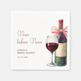 Servilleta De Papel Modern Watercolor Vino Before Vows Bridal Shower