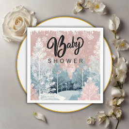 Servilleta De Papel Modern Watercolor Winter Wonderland Baby Shower