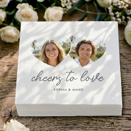 Servilleta De Papel Modern Wedding Napkins Cheers to Love Photo Hearts