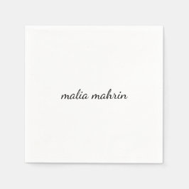 Servilleta De Papel Modern White Monogram Script Design