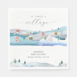 Servilleta De Papel Modern Winter Snow It Takes A Village Baby Shower
