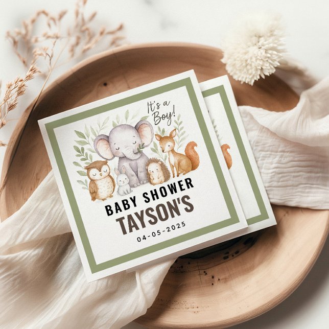 Servilleta De Papel Modern Woodland Animals Forest Boy Baby Shower (Subido por el creador)