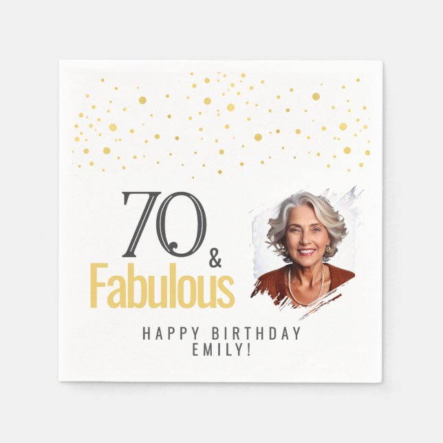 Servilleta De Papel Moderna 70 y fabulosa foto de cumpleaños (Anverso)