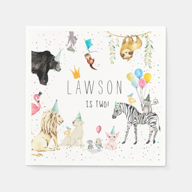 Servilleta De Papel Moderna acuarela animal simple Fiesta (Anverso)