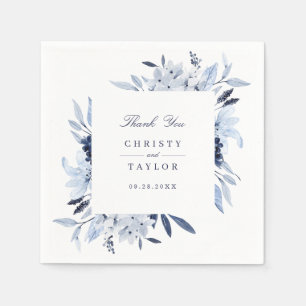 Servilleta De Papel Moderna acuarela azul floral personalizada