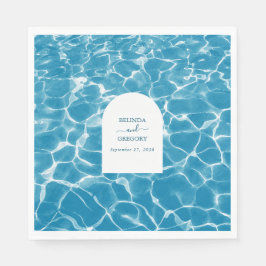 Servilleta De Papel Moderna acuarela Blue Ocean Beach Wedding