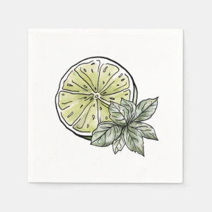 Servilleta De Papel Moderna acuarela Lime Citrus Summer Garden Fiesta
