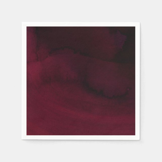 Servilleta De Papel Moderna acuarela Moody Maroon Burgundy Boda (Anverso)