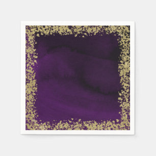 Servilleta De Papel Moderna acuarela Royal Purple & Gold Boda