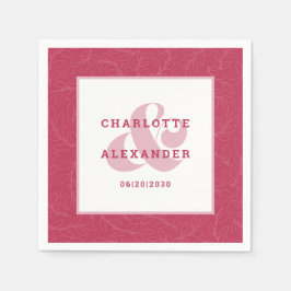 Servilleta De Papel Moderna Boda Magenta Red Trendy Bride & Groom