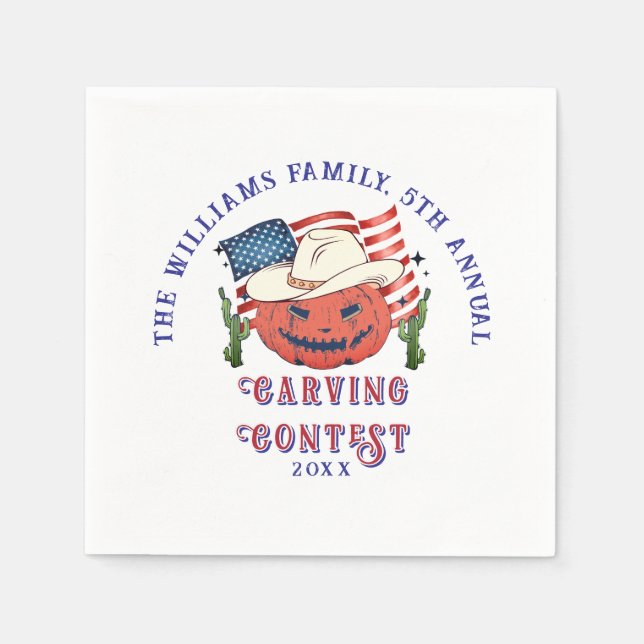 Servilleta De Papel Moderna Calabaza Patriótica Mostrando Halloween (Anverso)