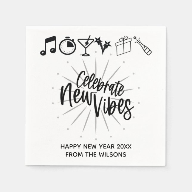 Servilleta De Papel Moderna celebración de las vibraciones de Año Nuev (Anverso)