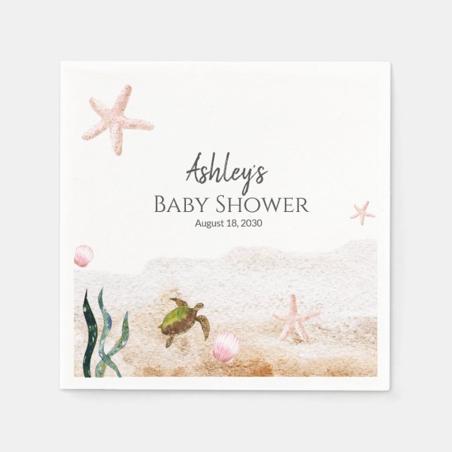 Servilleta De Papel Moderna Chica de estrella de la tortuga oceánica B (Anverso)