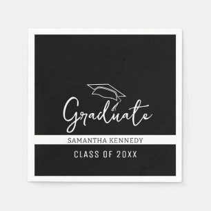 Servilleta De Papel Moderna clase blanca y negra de la tapa de los gra