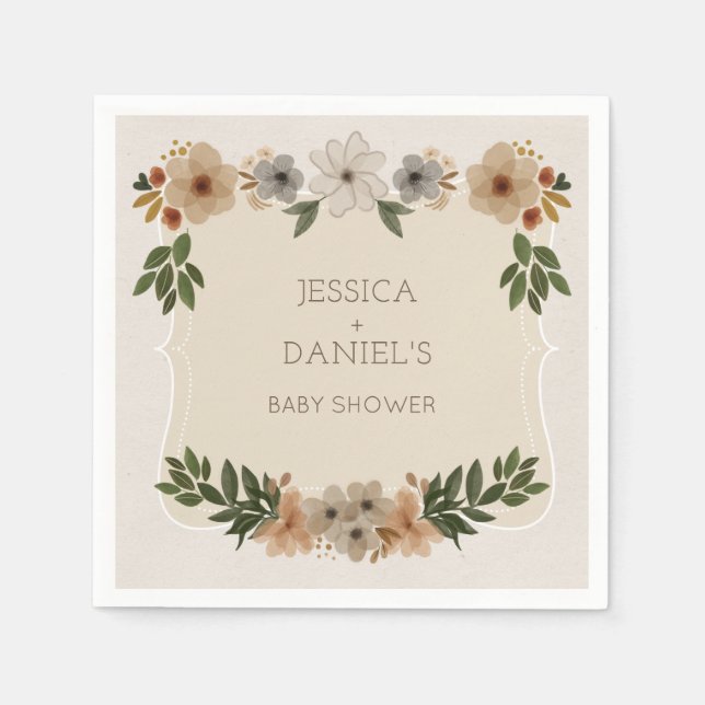 Servilleta De Papel Moderna Cocktail Napkin de Woodland Baby Shower (Anverso)