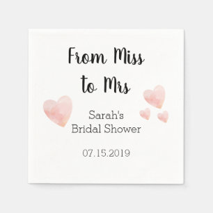 Servilleta De Papel Moderna ducha de novias negras y blancas Corazón r