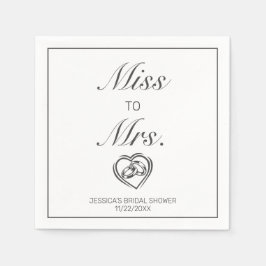 Servilleta De Papel Moderna ducha Minimalista de novia negra blanca Ms