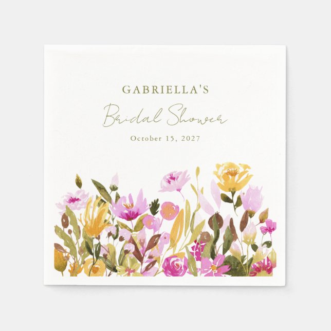 Servilleta De Papel Moderna Ducha Nupcial De Agua Rosa De Oliva (Anverso)