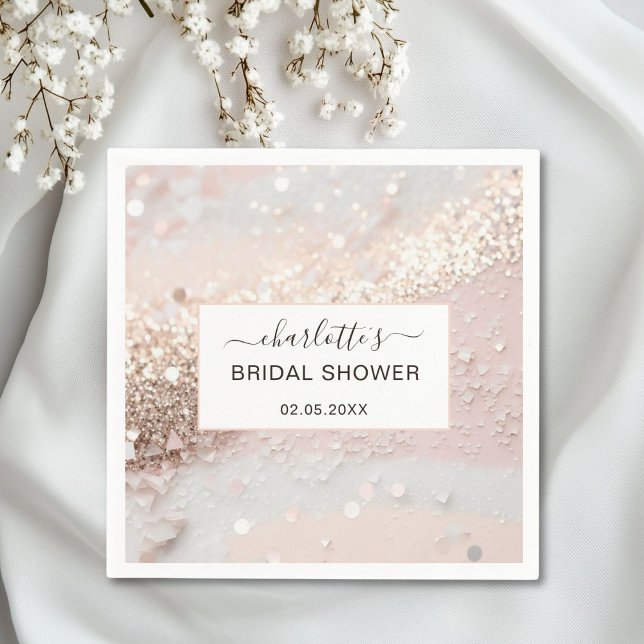Servilleta De Papel Moderna ducha Purpurina de novias (Personalized Modern Glitter Bridal Shower Napkins)