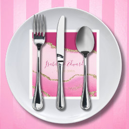 Servilleta De Papel Moderna elegancia Boda de Piedra de Agate Rosa y O