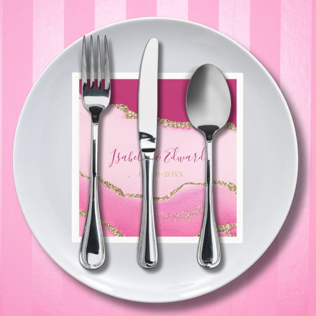 Servilleta De Papel Moderna elegancia Boda de Piedra de Agate Rosa y O (Subido por el creador)